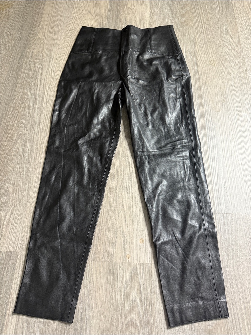 Zara Black Faux Leather Straight Pants